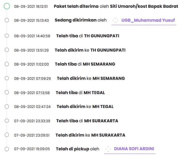 Paket nyasar ke kota lain